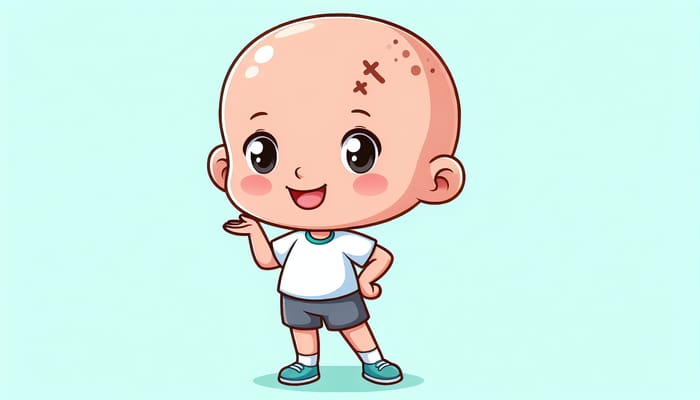 Confident Cartoon Child with Alopecia