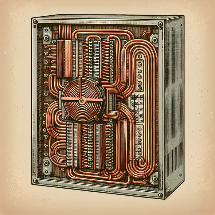 Vector Drawing of Copper Lamellas Electrical Panel