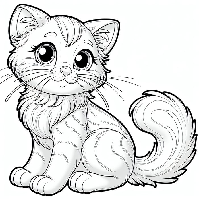 Cute Cat Coloring Page for Kids