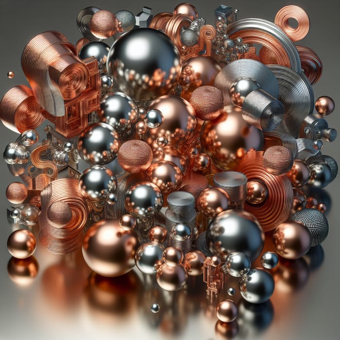 Abstract Copper, Silver, and Aluminum Art Designs