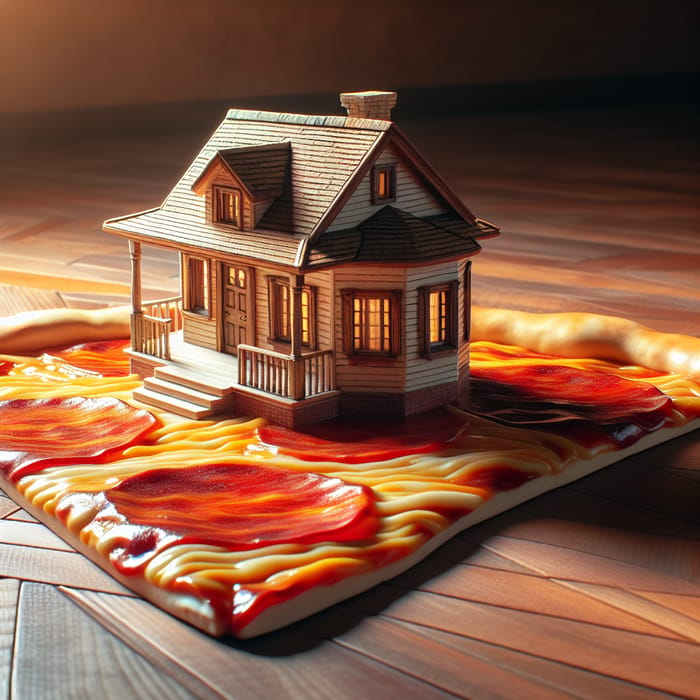 Miniature House on Pizza Slice Floor Model