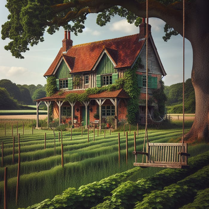 Serene Farmhouse Amidst Verdant Fields