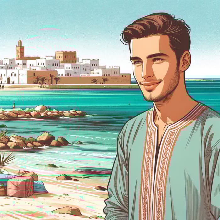 Amjed on Djerba Island: Native Tunisian Lifestyle Illustration Amjed on Djerba Island: Native Tunisian Lifestyle Illustration