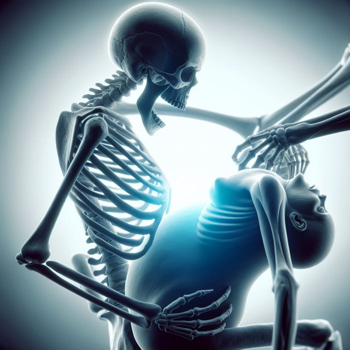 Skeletal Figure in Labor - Bone Birth Scene