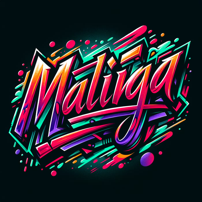 MALINGA Name Logo: Vibrant Graffiti Design