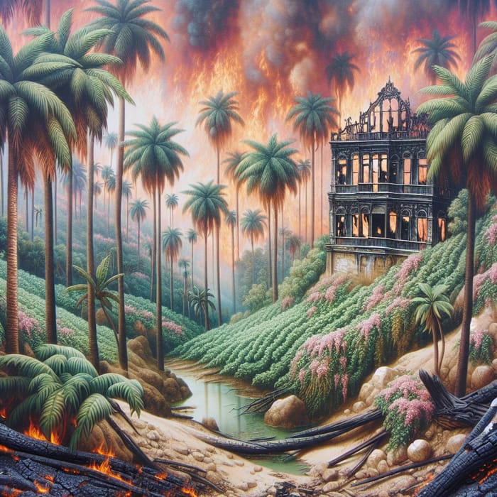 Devastated Paradise: Palm Trees & Grapevines Burned