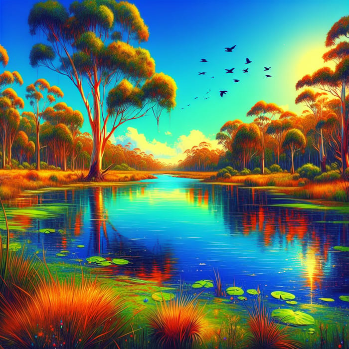 Tranquil Billabong in Australian Landscape