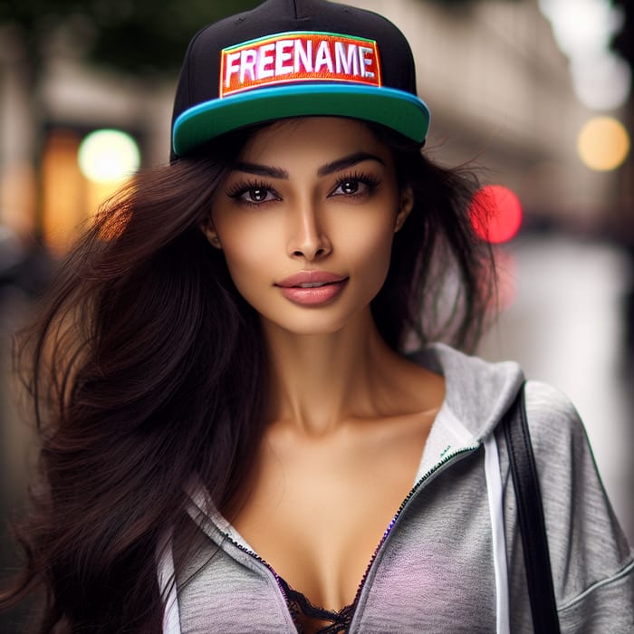 Cool Street Style: Attractive South Asian Woman in Freename Snapback