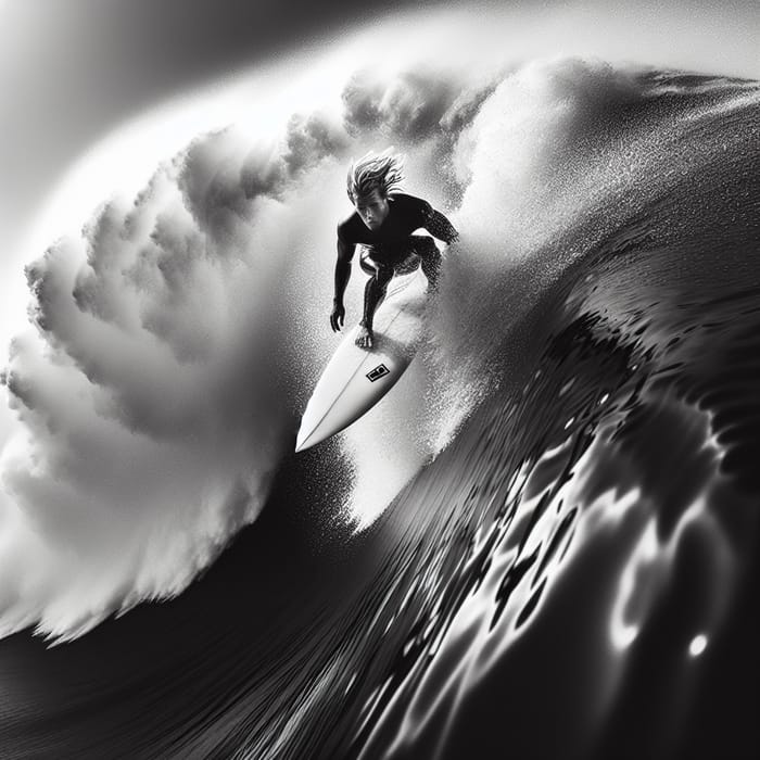 Adrenaline-Fueled Surfer Conquering Colossal Wave - Epic Action Shot