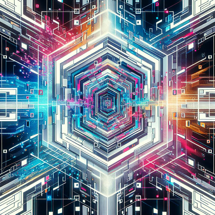 Futuristic Glitch Art: Vibrant Metaverse Cyberpunk Pattern