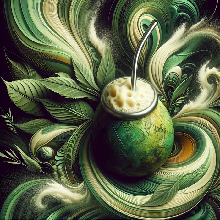 Abstract Yerba Mate Art: Green Nature Fusion