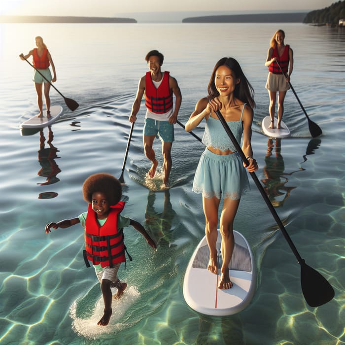 Paddleboarding Fun at Tranquil Lake