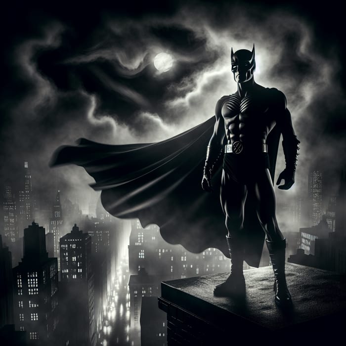 Dark Knight in Noir Cityscape