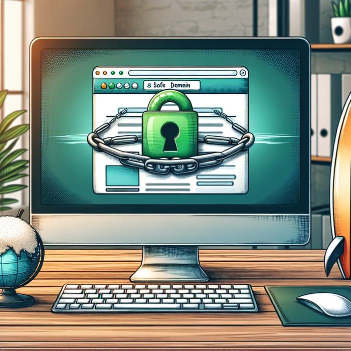 Secure Surfing, Safe Domain with Green Padlock Symbol