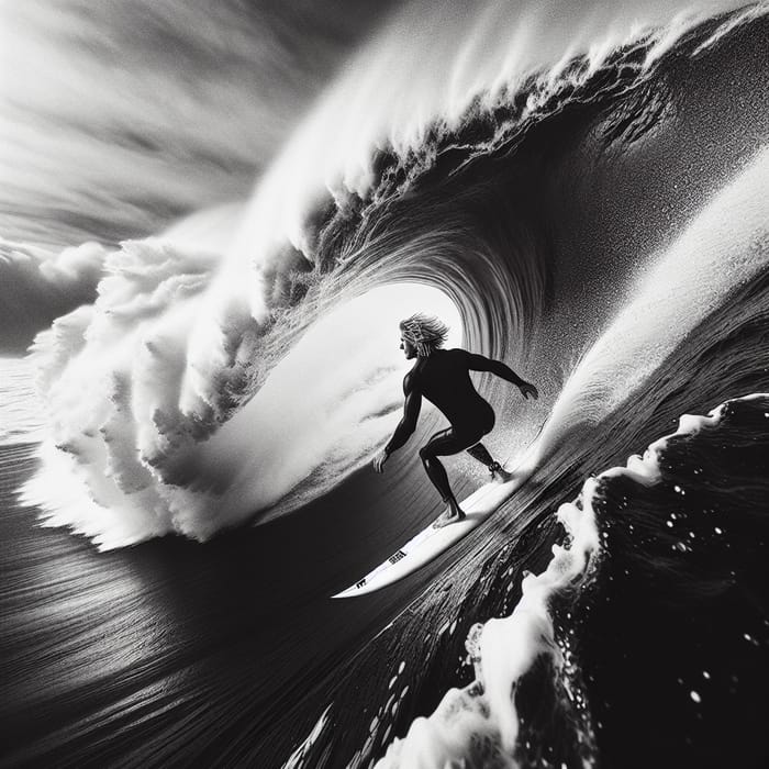 Adrenaline-Fueled Black and White Surfer Action | Epic Wave Ride