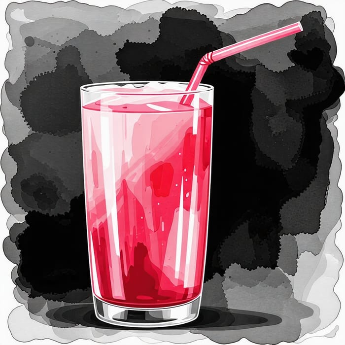 Watercolor Pastel Simple Juice PNG on Black Background