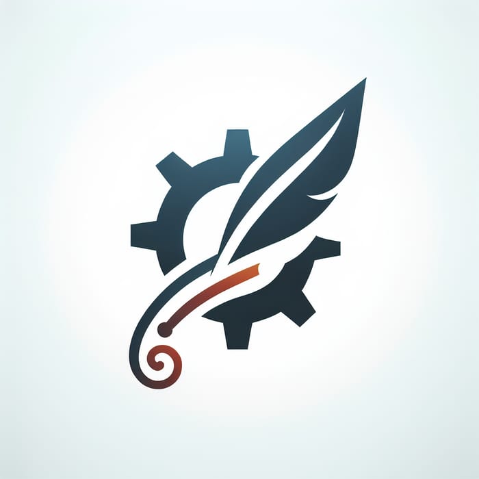 Sleek Quill & Gear Logo: Artistic Graphic Design