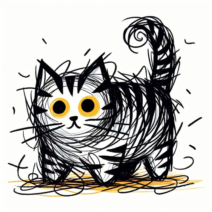 Charming Toddler Art of a Striped Cat