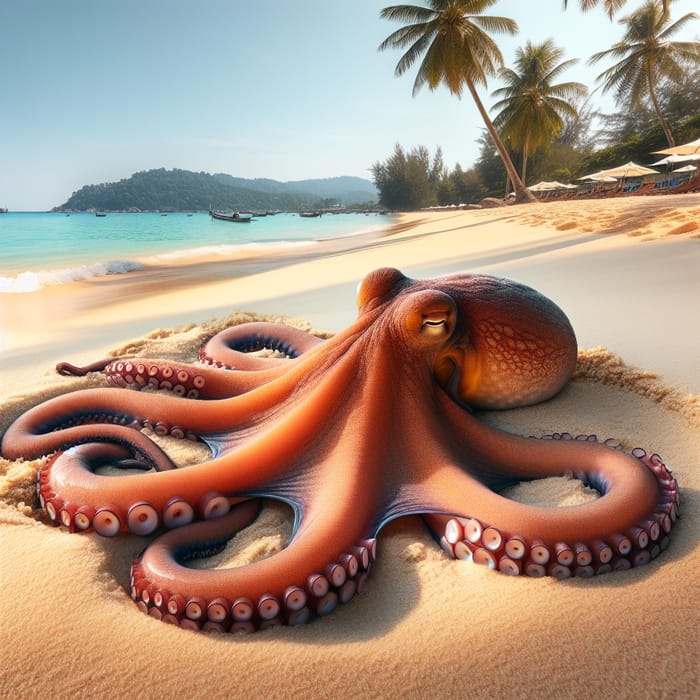 Lazy Octopus on Phuket Beach - Serene Coastal Scene