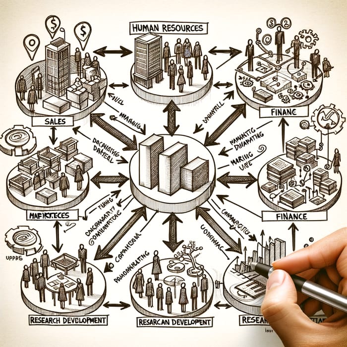 Interdepartmental Relationship Diagram | Departments Collaboration Sketch