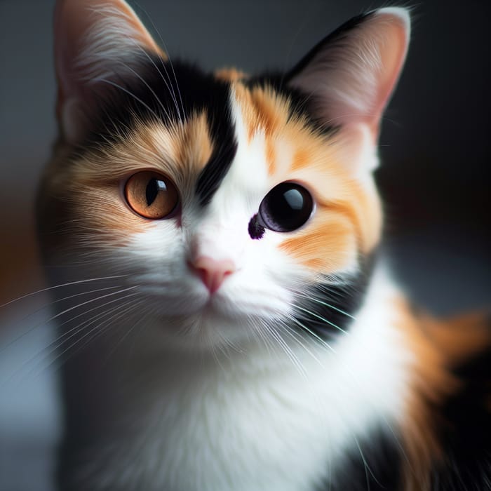 Gentle Female Calico Cat with One Eye: Heartwarming Beauty