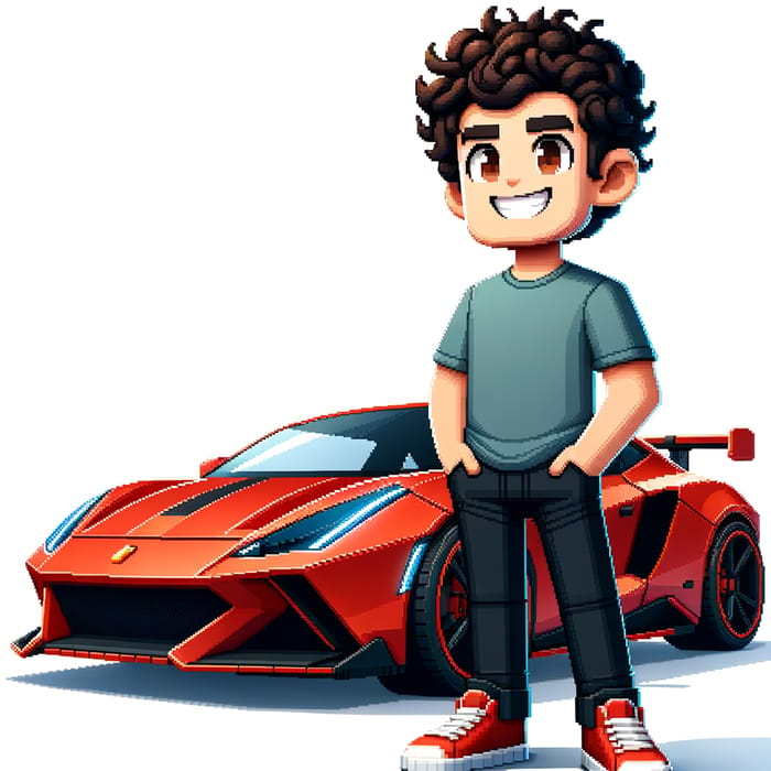 Mr. Beast with Ferrari: Blocky Voxel Animation