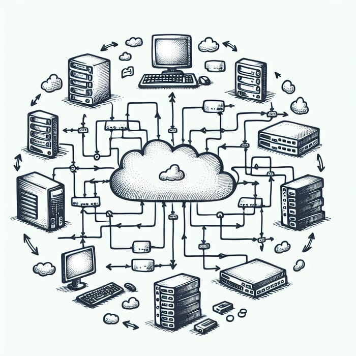 Hand-drawn Computer Networks & Informatics Illustration