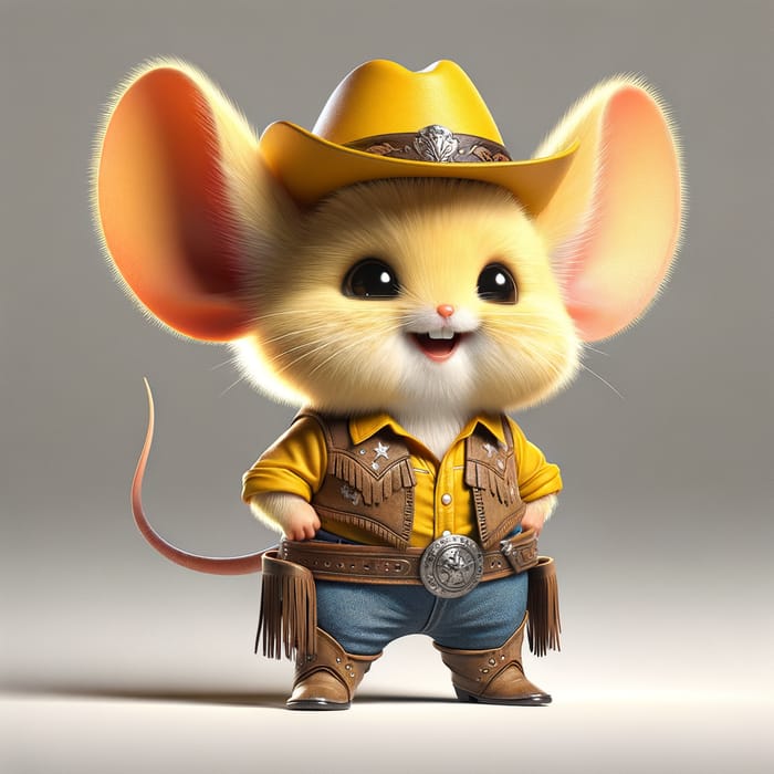 3D Pikachu Cowboy: Vibrant Yellow Hat Character in Wild West