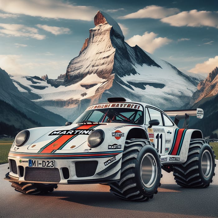 Custom Porsche 911 GT1 in Martini Livery with Monster Truck Tires