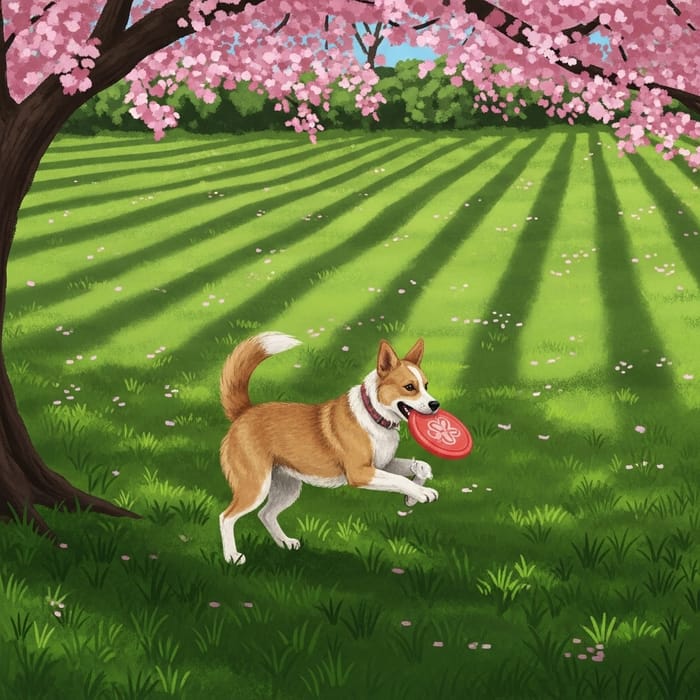 Adorable Dog Having Fun in Park - Catching Frisbee Adorable Dog Having Fun in Park - Catching Frisbee