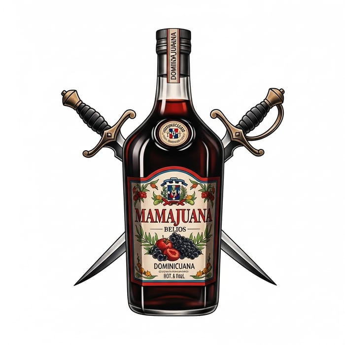 Captivating Dominican Mamajuana Tattoo Design with Swords