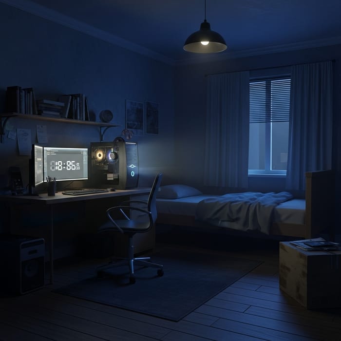 Mysterious Room with Hacker Vibes and Digital Clock Mysterious Room with Hacker Vibes and Digital Clock