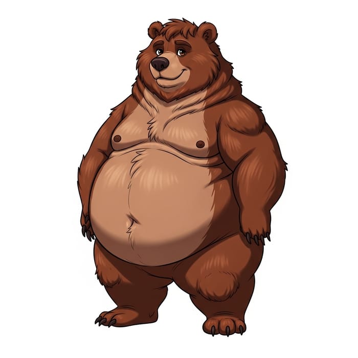 Charming Obese Brown Bear: Anthropomorphic Wildlife in Rich Brown Fur Charming Obese Brown Bear: Anthropomorphic Wildlife in Rich Brown Fur