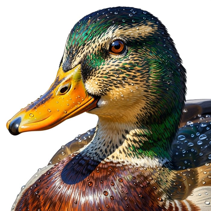 Vibrant Duck Image with Golden and Green Feathers