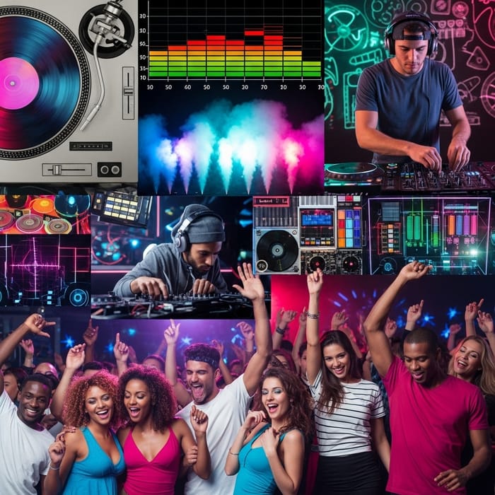 Vibrant Electronic Party Collage Art Vibrant Electronic Party Collage Art