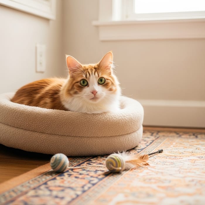 Cute Cat Relaxing with Perky Ears and Bright Gaze Cute Cat Relaxing with Perky Ears and Bright Gaze