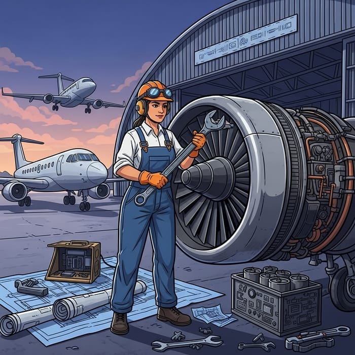 Vector Design for Female Aircraft Engineer