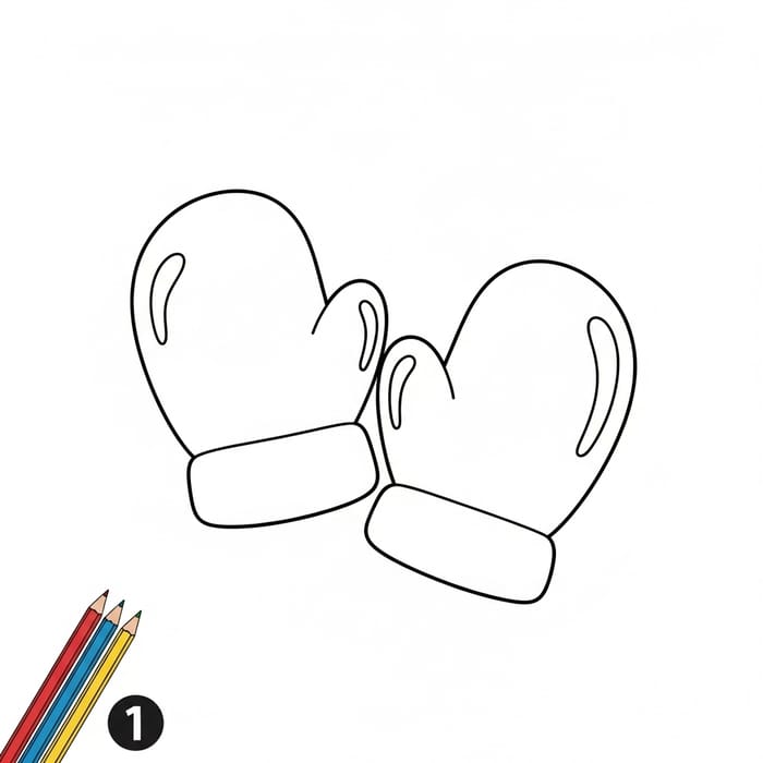 Simple Line-Art Mittens for Kids Coloring Simple Line-Art Mittens for Kids Coloring