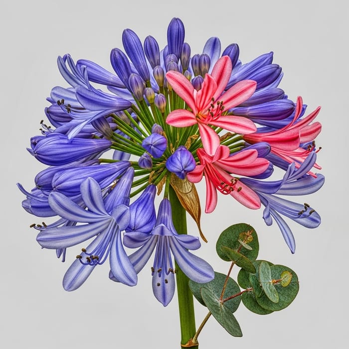 Vibrant Crossbred Bamboo, Agapanthus & Eucalyptus Flower - HDR Botanical Photography