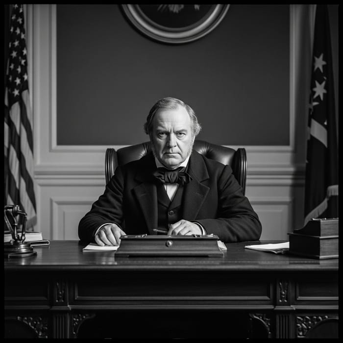 Vintage Black and White Portrait of Andrew Jackson in Oval Office Vintage Black and White Portrait of Andrew Jackson in Oval Office
