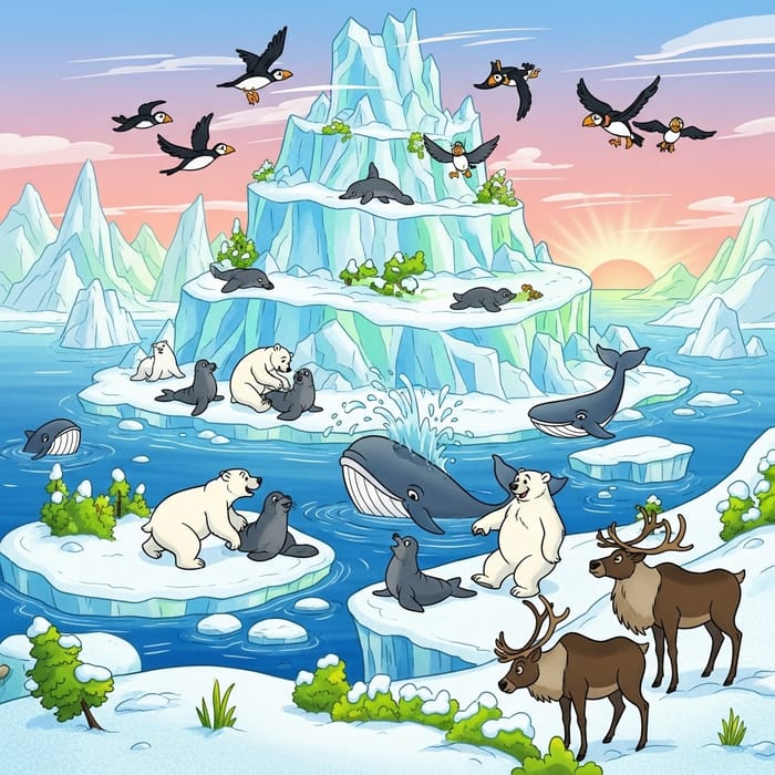Vibrant Northern Island teeming with life in Anime Naruto Style Vibrant Northern Island teeming with life in Anime Naruto Style