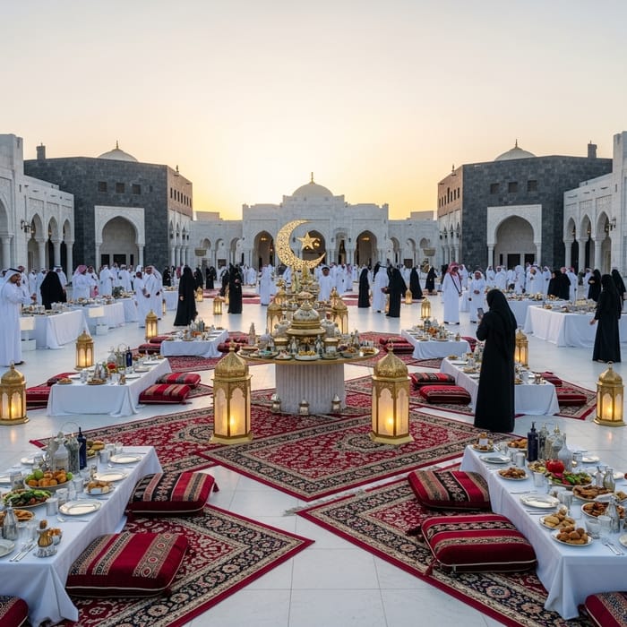 Ramadan in Qatar: White, Marble Gray & Black Celebration
