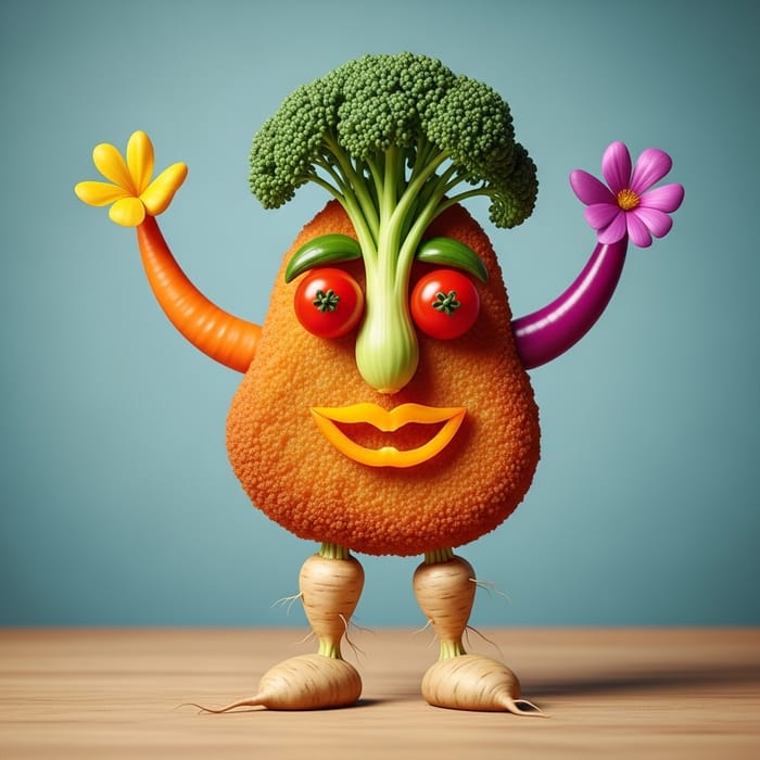 Whimsical Vegetable Cutlet Character | Unique Veggie & Plant Creation