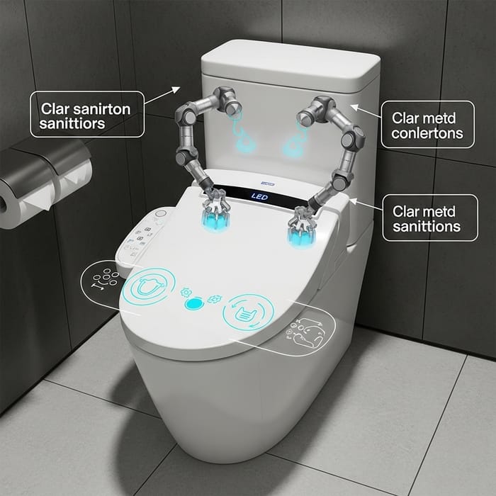 Advanced Self-Cleaning Toilet with Robotic Arms Advanced Self-Cleaning Toilet with Robotic Arms