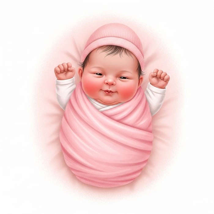 Loving Newborn Baby Girl in Soft Pink Blanket Loving Newborn Baby Girl in Soft Pink Blanket