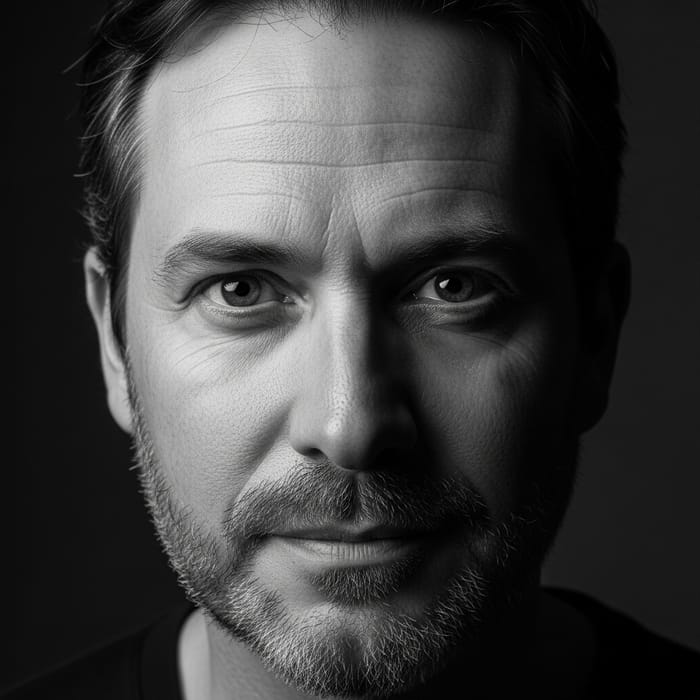 Lively Black and White Portrait of Grady Pleskacz | Expressive Features Lively Black and White Portrait of Grady Pleskacz | Expressive Features