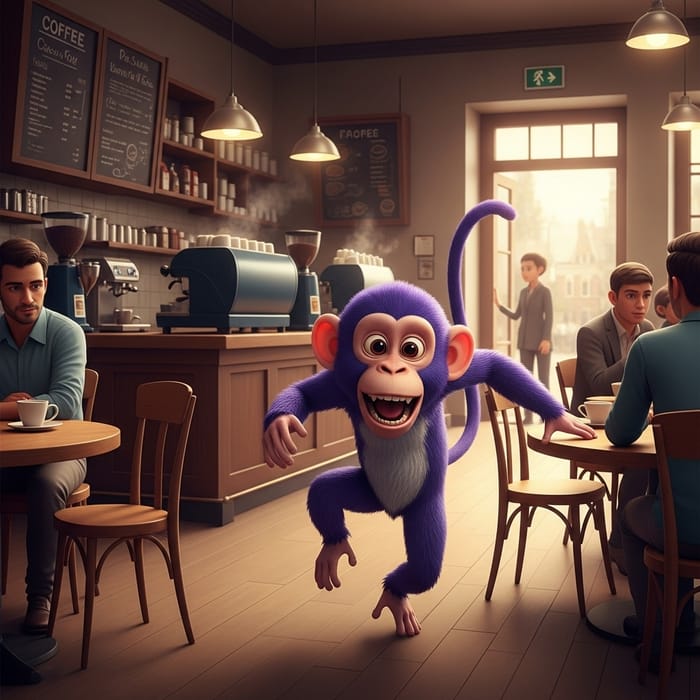 Purple Monkey Animation in Coffeehouse Delight