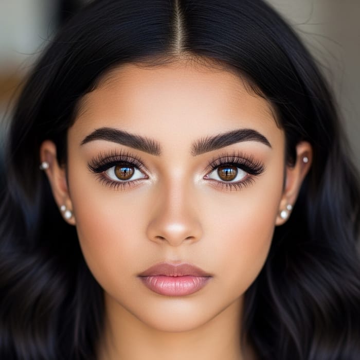 Exquisite Brown-Eyed Girl with Unique Facial Structure and Long Black Hair Exquisite Brown-Eyed Girl with Unique Facial Structure and Long Black Hair