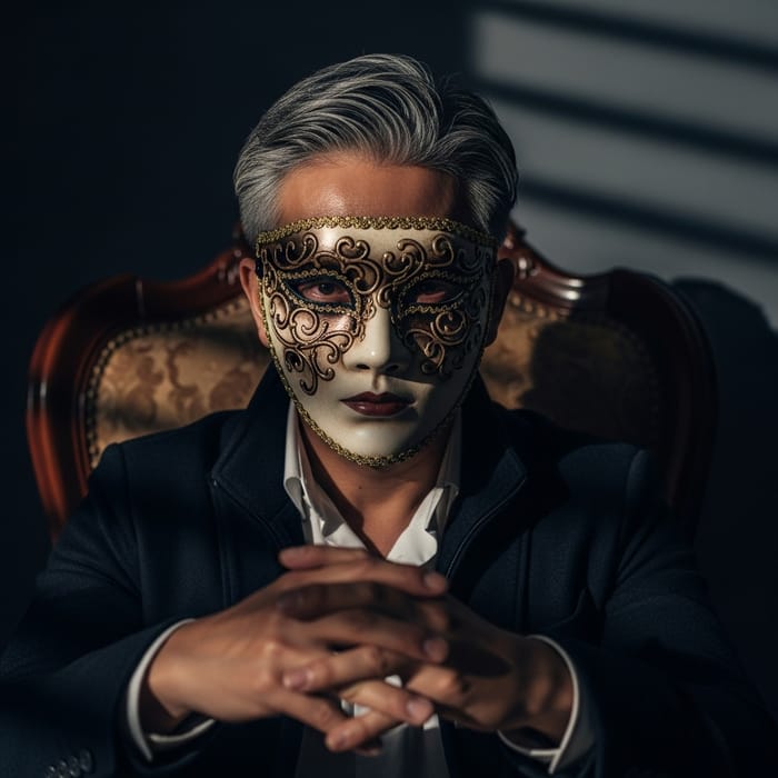 Asian Man in Emotional Concealment: Sadness Revealed Asian Man in Emotional Concealment: Sadness Revealed