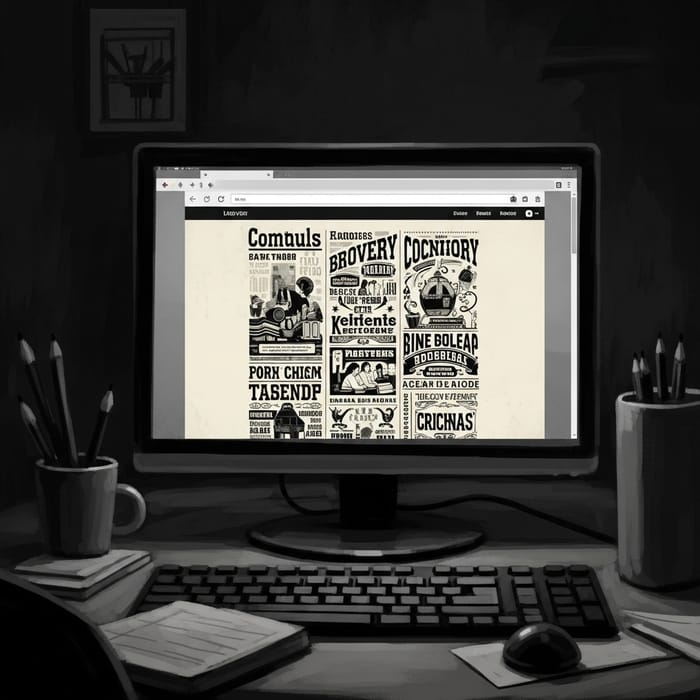 Vintage Website Poster Display | Chiaroscuro Lighting Details
